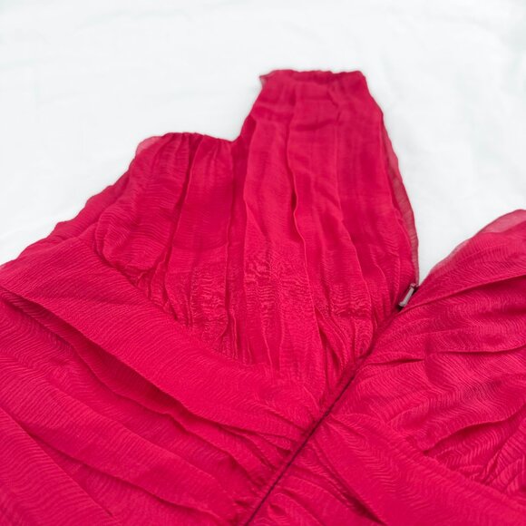 Cache Luxe Silk Red Pleated Bodycon Dress - Picture 6 of 7